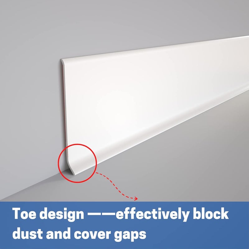 COUKIU Flexible Baseboard Molding Trim, 3 Inch x 20 Feet Self-Adhesive Vinyl Wall Base Cove Base, Peel and Stick Rubber Wall Base Moulding Trim(S76, White) - Image 5